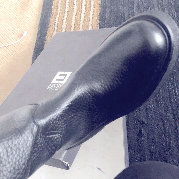 NWOT- EMANUELE CRASTO (EU40) Vitello Nizza nero-mattone chunky boots - Picture 2 of 16